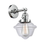 203SW-PC-G532 1-Light 7.5" Polished Chrome Sconce - Clear Small Oxford Glass - LED Bulb - Dimmensions: 7.5 x 9 x 12 - Glass Up or Down: Yes