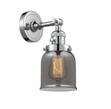 203SW-PC-G53 1-Light 5" Polished Chrome Sconce - Plated Smoke Small Bell Glass - LED Bulb - Dimmensions: 5 x 7 x 10 - Glass Up or Down: Yes