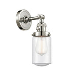 203SW-PN-G314 1-Light 4.5" Polished Nickel Sconce - Seedy Dover Glass - LED Bulb - Dimmensions: 4.5 x 7.5 x 12.75 - Glass Up or Down: Yes