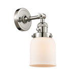 203SW-PN-G51 1-Light 5" Polished Nickel Sconce - Matte White Cased Small Bell Glass - LED Bulb - Dimmensions: 5 x 7 x 10 - Glass Up or Down: Yes