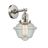 203SW-PN-G534 1-Light 7.5" Polished Nickel Sconce - Seedy Small Oxford Glass - LED Bulb - Dimmensions: 7.5 x 9 x 12 - Glass Up or Down: Yes