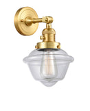 1-Light 7.5" Brushed Satin Nickel Sconce - Clear Small Oxford Glass LED - w/Switch