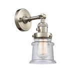 203SW-SN-G184S 1-Light 6.5" Brushed Satin Nickel Sconce - Seedy Small Canton Glass - LED Bulb - Dimmensions: 6.5 x 9 x 11 - Glass Up or Down: Yes