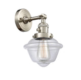 203SW-SN-G532 1-Light 7.5" Brushed Satin Nickel Sconce - Clear Small Oxford Glass - LED Bulb - Dimmensions: 7.5 x 9 x 12 - Glass Up or Down: Yes