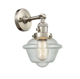 203SW-SN-G534 1-Light 7.5" Brushed Satin Nickel Sconce - Seedy Small Oxford Glass - LED Bulb - Dimmensions: 7.5 x 9 x 12 - Glass Up or Down: Yes
