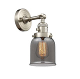 203SW-SN-G53 1-Light 5" Brushed Satin Nickel Sconce - Plated Smoke Small Bell Glass - LED Bulb - Dimmensions: 5 x 7 x 10 - Glass Up or Down: Yes
