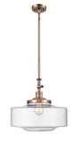 Stem Hung 16" Antique Copper Mini Pendant - Clear Large Bridgeton Glass LED
