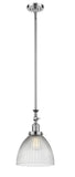 206-PC-G222 Stem Hung 9.5" Polished Chrome Mini Pendant - Clear Halophane Seneca Falls Glass - LED Bulb - Dimmensions: 9.5 x 9.5 x 14.625<br>Minimum Height : 25.125<br>Maximum Height : 49.25 - Sloped Ceiling Compatible: Yes