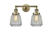 2-Light 16" Brushed Satin Nickel Bath Vanity Light - Clear Chatham Glass LED
