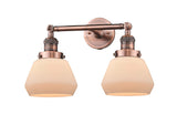 208-AC-G171 2-Light 16.5" Antique Copper Bath Vanity Light - Matte White Cased Fulton Glass - LED Bulb - Dimmensions: 16.5 x 10 x 10 - Glass Up or Down: Yes
