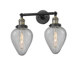 208-BAB-G165 2-Light 16.5" Black Antique Brass Bath Vanity Light - Clear Crackle Geneseo Glass - LED Bulb - Dimmensions: 16.5 x 10 x 10 - Glass Up or Down: Yes