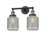 208-BAB-G262-LED 2-Light 16" Stanton Black Antique Brass Bath Vanity Light - Vintage Wire Mesh Stanton Glass