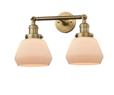 208-BB-G171 2-Light 16.5" Brushed Brass Bath Vanity Light - Matte White Cased Fulton Glass - LED Bulb - Dimmensions: 16.5 x 10 x 10 - Glass Up or Down: Yes