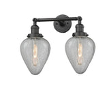 208-OB-G165 2-Light 16.5" Oil Rubbed Bronze Bath Vanity Light - Clear Crackle Geneseo Glass - LED Bulb - Dimmensions: 16.5 x 10 x 10 - Glass Up or Down: Yes