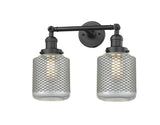 208-OB-G262-LED 2-Light 16" Stanton Oil Rubbed Bronze Bath Vanity Light - Vintage Wire Mesh Stanton Glass