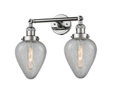 208-PC-G165 2-Light 16.5" Polished Chrome Bath Vanity Light - Clear Crackle Geneseo Glass - LED Bulb - Dimmensions: 16.5 x 10 x 10 - Glass Up or Down: Yes