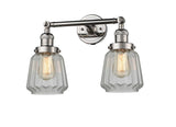 208-PN-G142 2-Light 16" Polished Nickel Bath Vanity Light - Clear Chatham Glass - LED Bulb - Dimmensions: 16 x 10 x 10 - Glass Up or Down: Yes