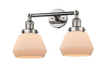 208-PN-G171 2-Light 16.5" Polished Nickel Bath Vanity Light - Matte White Cased Fulton Glass - LED Bulb - Dimmensions: 16.5 x 10 x 10 - Glass Up or Down: Yes
