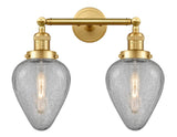208-SG-G165 2-Light 16.5" Satin Gold Bath Vanity Light - Clear Crackle Geneseo Glass - LED Bulb - Dimmensions: 16.5 x 10 x 10 - Glass Up or Down: Yes