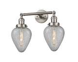 208-SN-G165 2-Light 16.5" Brushed Satin Nickel Bath Vanity Light - Clear Crackle Geneseo Glass - LED Bulb - Dimmensions: 16.5 x 10 x 10 - Glass Up or Down: Yes