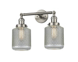 208-SN-G262-LED 2-Light 16" Stanton Brushed Satin Nickel Bath Vanity Light - Vintage Wire Mesh Stanton Glass