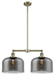 2-Light 21" Bell Island Light - Bell-Urn Plated Smoke Glass - Choice of Finish And Incandesent Or LED Bulbs