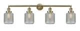 215-AB-G262-LED 4-Light 44" Stanton Antique Brass Bath Vanity Light - Vintage Wire Mesh Stanton Glass