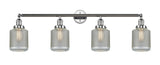 215-PC-G262 4-Light 44" Polished Chrome Bath Vanity Light - Vintage Wire Mesh Stanton Glass - LED Bulb - Dimmensions: 44 x 8 x 14 - Glass Up or Down: Yes