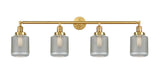 215-SG-G262-LED 4-Light 44" Stanton Satin Gold Bath Vanity Light - Vintage Wire Mesh Stanton Glass