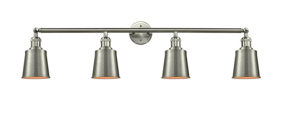 Brushed Satin Nickel Addison 4 Light Bath Vanity Light  - Brushed Satin Nickel Addison Shade - Vintage Dimmable Bulb Included