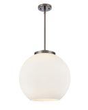221-3S-OB-G121-16 3-Light 15.75" Oil Rubbed Bronze Pendant - Cased Matte White Large Athens Glass - LED Bulb - Dimmensions: 15.75 x 15.75 x 16.375<br>Minimum Height : 26<br>Maximum Height : 50 - Sloped Ceiling Compatible: Yes