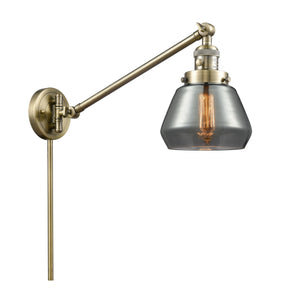 1-Light 8" Fulton Swing Arm With Switch - Cone Plated Smoke Glass - Choice of Finish And Incandesent Or LED Bulbs