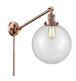 237-AC-G202-10 1-Light 10" Antique Copper Swing Arm - Clear Beacon Glass - LED Bulb - Dimmensions: 10 x 18 x 14 - Glass Up or Down: Yes