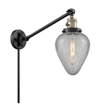 237-BAB-G165 1-Light 8" Black Antique Brass Swing Arm - Clear Crackle Geneseo Glass - LED Bulb - Dimmensions: 8 x 35 x 25 - Glass Up or Down: Yes
