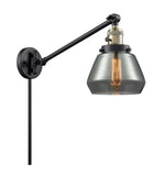 237-BAB-G173 1-Light 8" Black Antique Brass Swing Arm - Plated Smoke Fulton Glass - LED Bulb - Dimmensions: 8 x 35 x 25 - Glass Up or Down: Yes