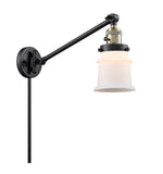 237-BAB-G181S 1-Light 8" Black Antique Brass Swing Arm - Matte White Small Canton Glass - LED Bulb - Dimmensions: 8 x 35 x 25 - Glass Up or Down: Yes