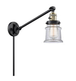 237-BAB-G182S 1-Light 8" Black Antique Brass Swing Arm - Clear Small Canton Glass - LED Bulb - Dimmensions: 8 x 35 x 25 - Glass Up or Down: Yes
