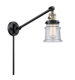 237-BAB-G184S 1-Light 8" Black Antique Brass Swing Arm - Seedy Small Canton Glass - LED Bulb - Dimmensions: 8 x 35 x 25 - Glass Up or Down: Yes