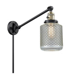 237-BAB-G262 1-Light 6" Black Antique Brass Swing Arm - Vintage Wire Mesh Stanton Glass - LED Bulb - Dimmensions: 6 x 30 x 25 - Glass Up or Down: Yes
