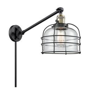 1-Light 8" Bell Cage Swing Arm With Switch - Bell-Urn Clear Glass - Choice of Finish And Incandesent Or LED Bulbs