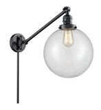 237-BK-G202-10 1-Light 10" Matte Black Swing Arm - Clear Beacon Glass - LED Bulb - Dimmensions: 10 x 18 x 14 - Glass Up or Down: Yes