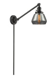 237-OB-G173 1-Light 8" Oil Rubbed Bronze Swing Arm - Plated Smoke Fulton Glass - LED Bulb - Dimmensions: 8 x 35 x 25 - Glass Up or Down: Yes