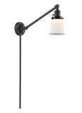 237-OB-G181S 1-Light 8" Oil Rubbed Bronze Swing Arm - Matte White Small Canton Glass - LED Bulb - Dimmensions: 8 x 35 x 25 - Glass Up or Down: Yes