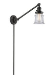 237-OB-G182S 1-Light 8" Oil Rubbed Bronze Swing Arm - Clear Small Canton Glass - LED Bulb - Dimmensions: 8 x 35 x 25 - Glass Up or Down: Yes
