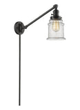 237-OB-G184 1-Light 8" Oil Rubbed Bronze Swing Arm - Seedy Canton Glass - LED Bulb - Dimmensions: 8 x 35 x 25 - Glass Up or Down: Yes