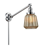 237-PC-G146 1-Light 8" Polished Chrome Swing Arm - Mercury Plated Chatham Glass - LED Bulb - Dimmensions: 8 x 35 x 25 - Glass Up or Down: Yes