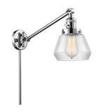 237-PC-G172 1-Light 8" Polished Chrome Swing Arm - Clear Fulton Glass - LED Bulb - Dimmensions: 8 x 35 x 25 - Glass Up or Down: Yes