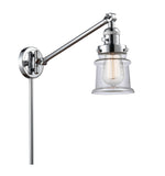 237-PC-G182S 1-Light 8" Polished Chrome Swing Arm - Clear Small Canton Glass - LED Bulb - Dimmensions: 8 x 35 x 25 - Glass Up or Down: Yes