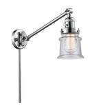 237-PC-G184S 1-Light 8" Polished Chrome Swing Arm - Seedy Small Canton Glass - LED Bulb - Dimmensions: 8 x 35 x 25 - Glass Up or Down: Yes