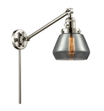 237-PN-G173 1-Light 8" Polished Nickel Swing Arm - Plated Smoke Fulton Glass - LED Bulb - Dimmensions: 8 x 35 x 25 - Glass Up or Down: Yes